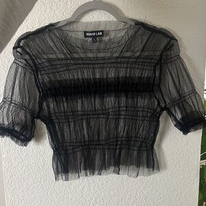 Rehab Lab Black Sheer Blouse